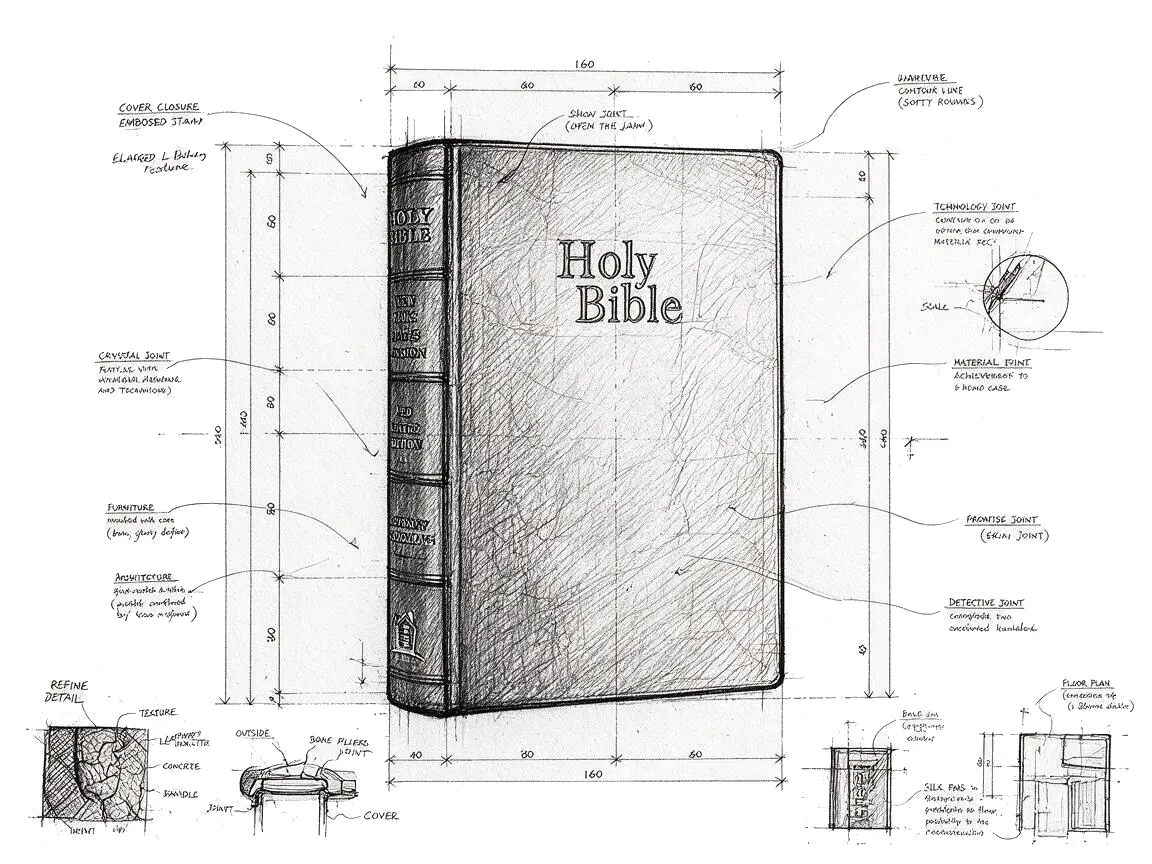 Pencil study for a hand-bound Bible cover