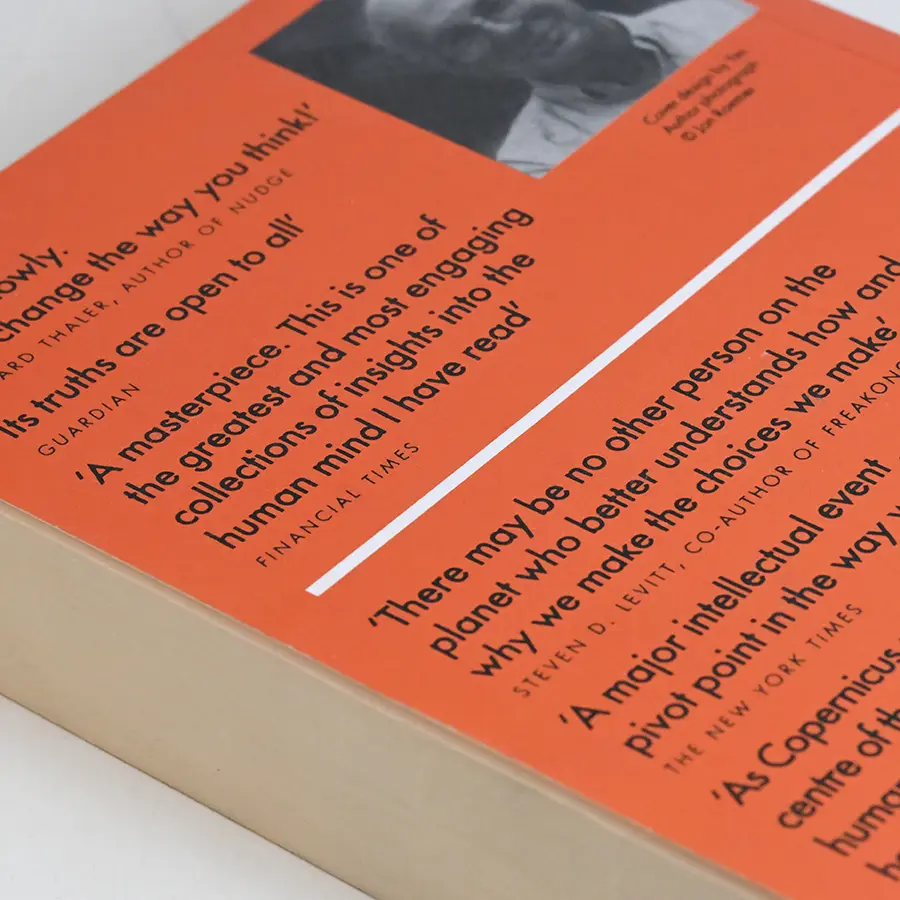 Literary paperback with french flaps folded open to show the inner cover