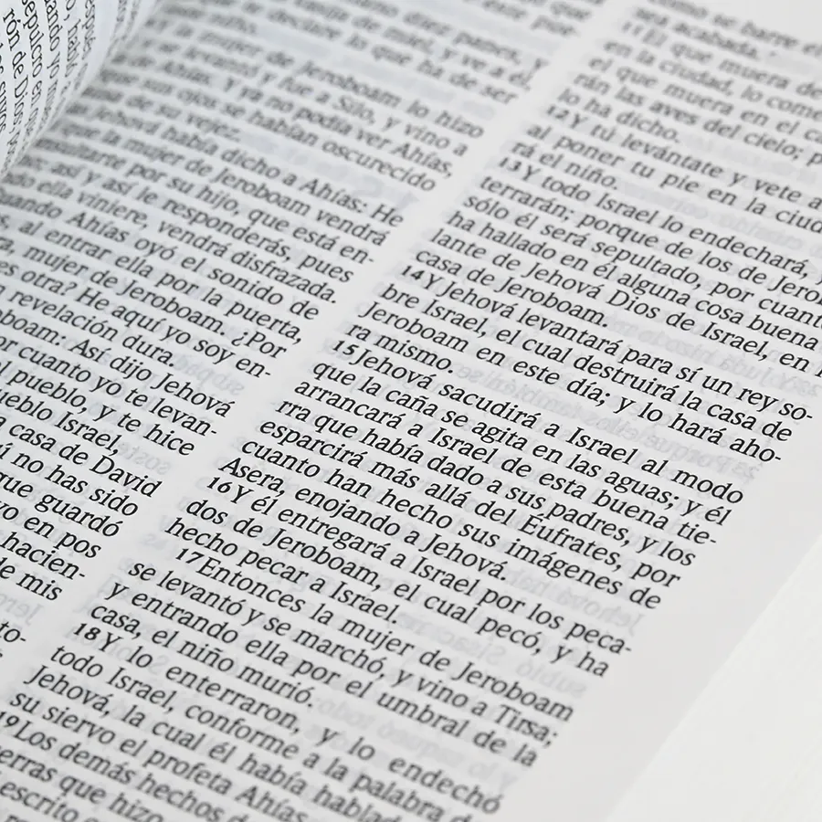Spanish-language Bible open on thin paper